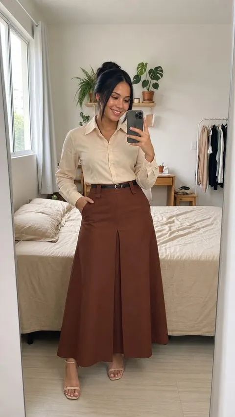 Saia longa alfaiataria fit e flare - foto 1