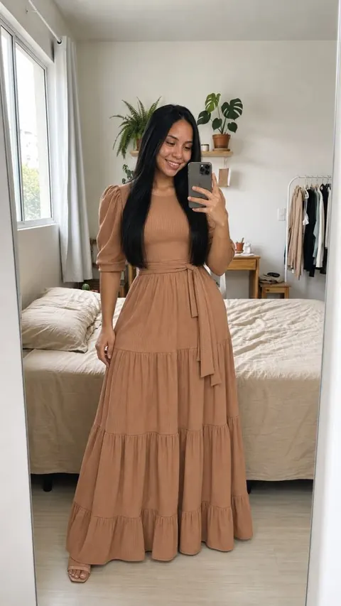 Vestido longo canelado - foto 1
