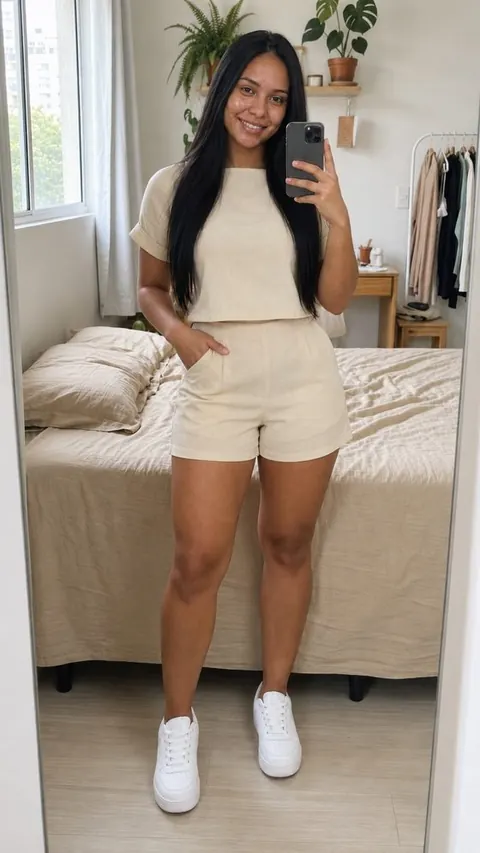 Conjunto short e cropped de alfaiataria - foto 1