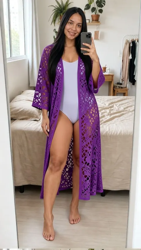 Saída de praia kimono de bico - foto 1