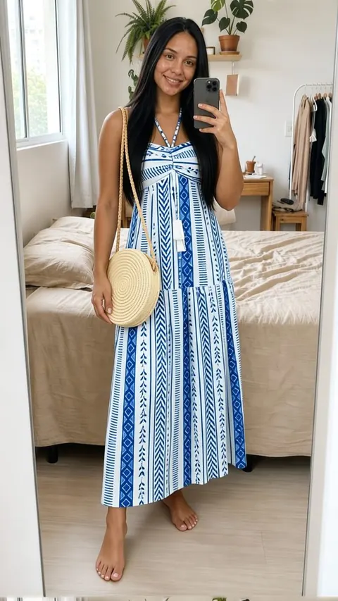 Vestido boho longo estampado - foto 1