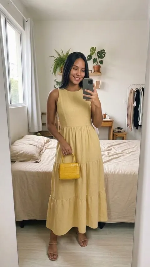 Vestido midi soltinho sem manga - foto 1