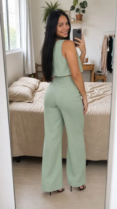 Conjunto de linho calça pantalona e blusa - foto 2