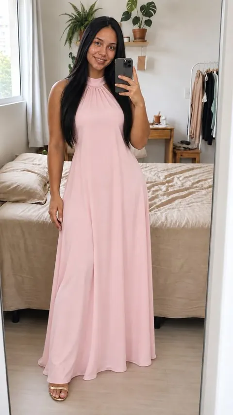 Vestido midi frente única com costas nuas - foto 1