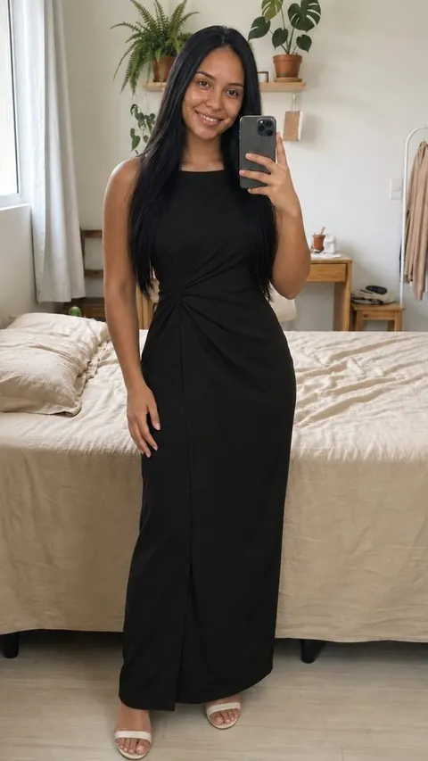 Vestido longo de alfaiataria com torção - foto 1