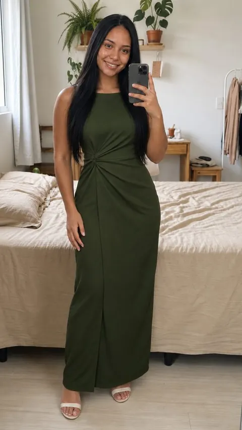 Vestido longo de alfaiataria com torção - foto 3
