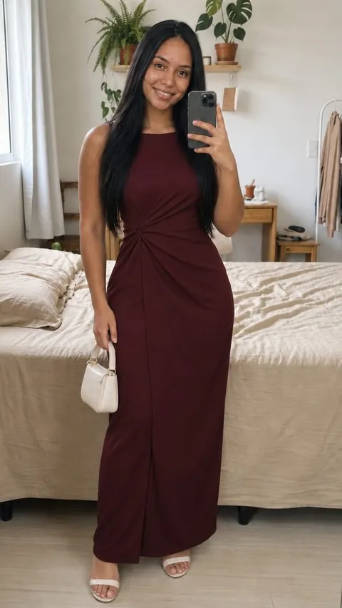 Vestido longo de alfaiataria com torção - foto 5